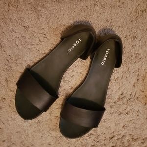 TORRID Black Open Toe Flats [Size 9]